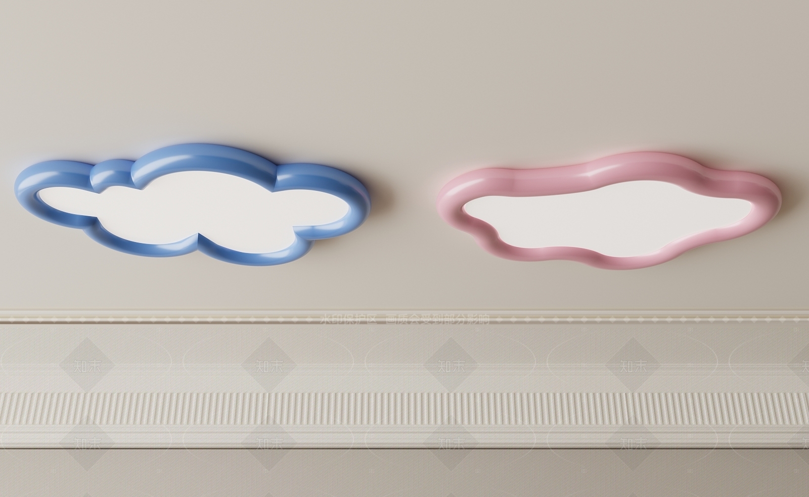 奶油北欧儿童房吸顶灯3D模型下载【ID:1205615834】