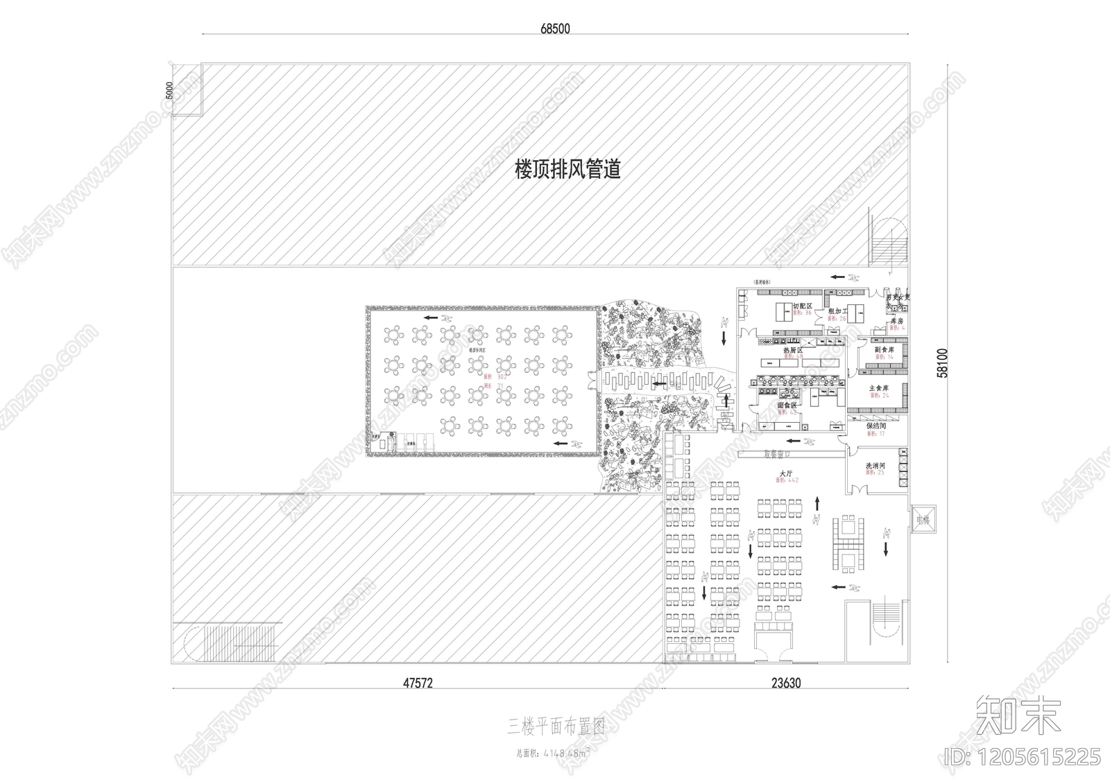 现代食堂cad施工图下载【ID:1205615225】