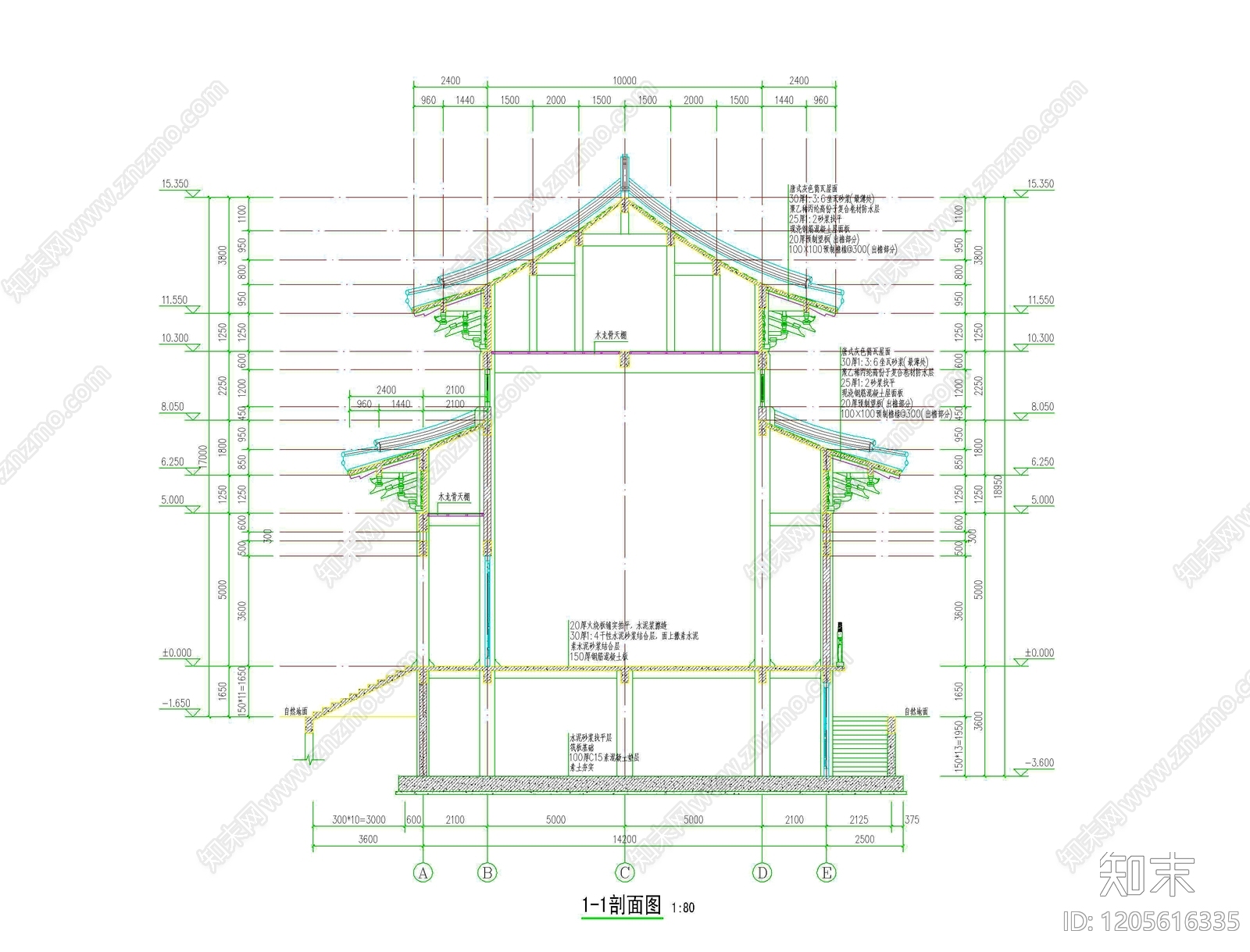 寺庙cad施工图下载【ID:1205616335】
