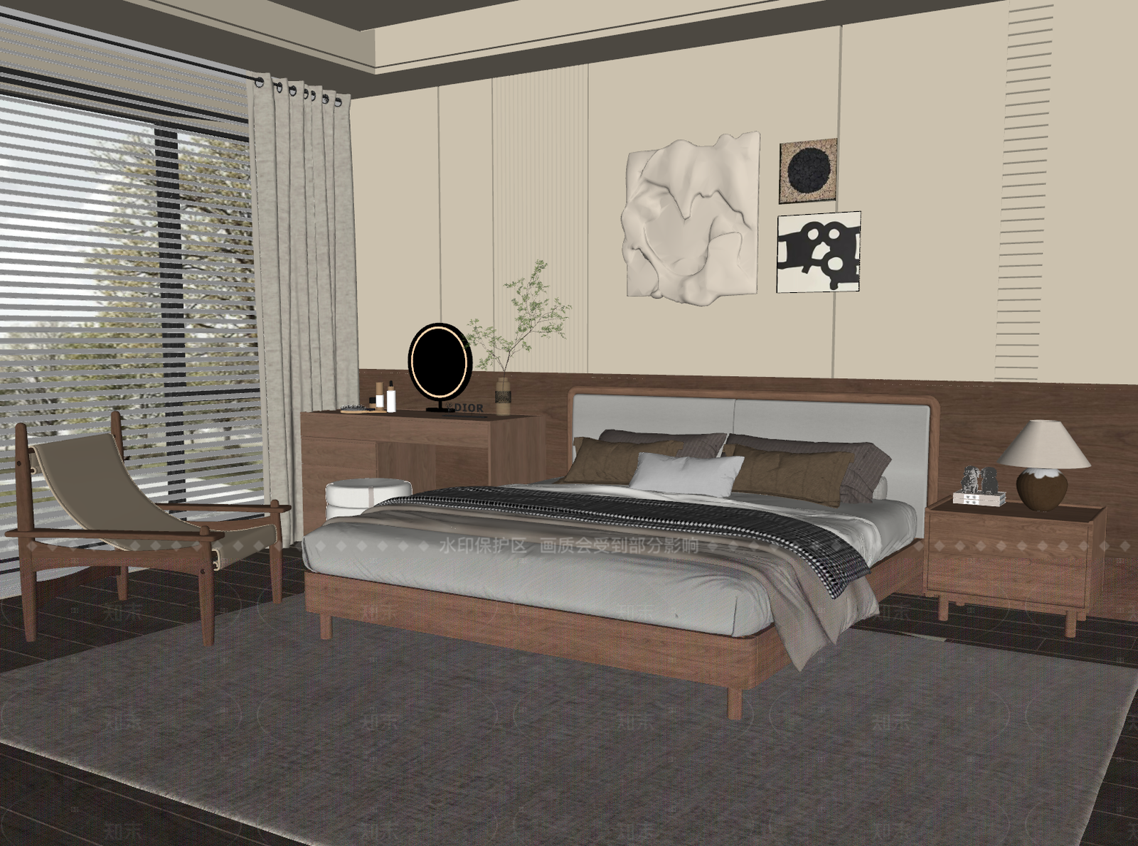中古现代家居卧室SU模型下载【ID:1205616842】