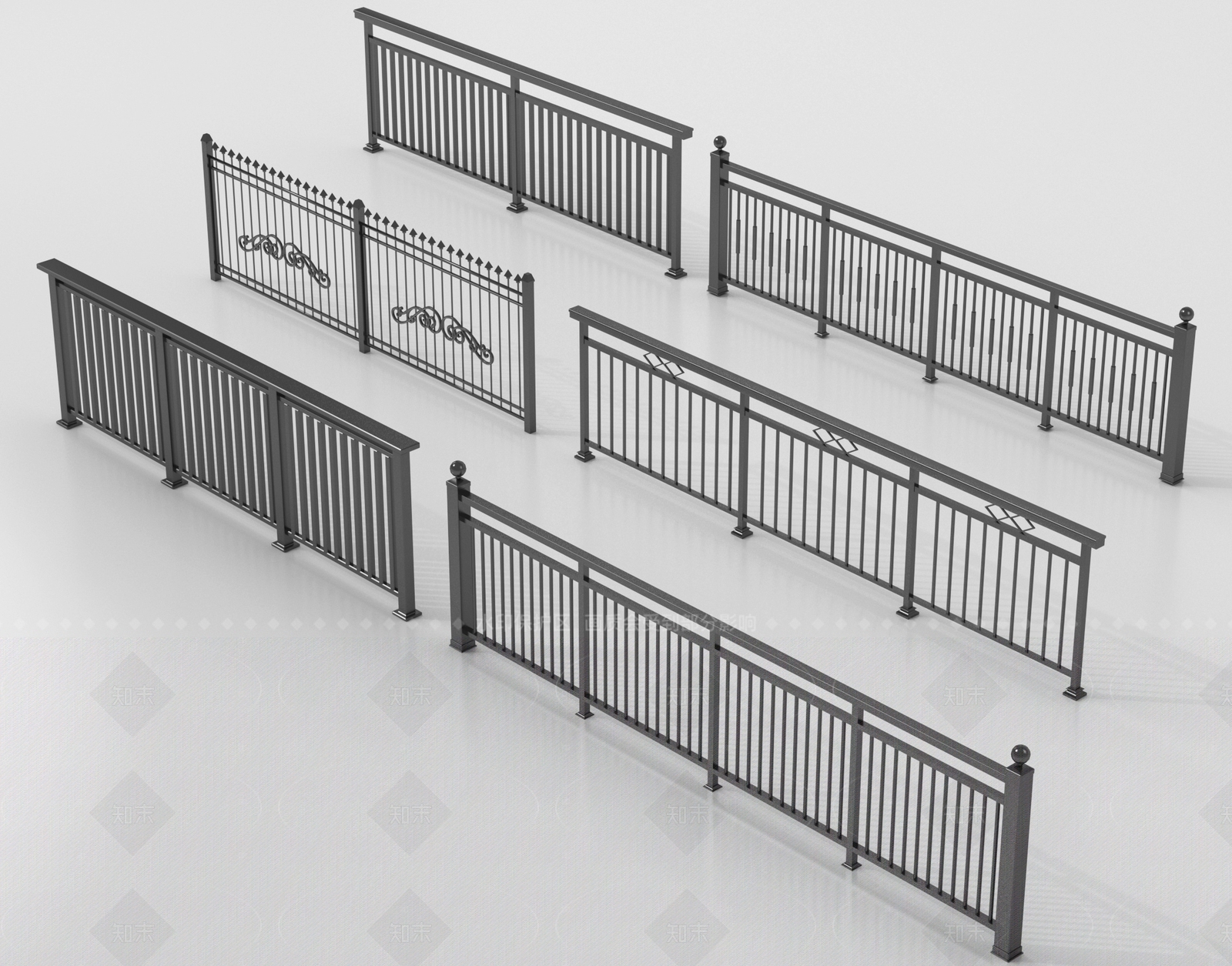 现代栏杆3D模型下载【ID:1205618678】