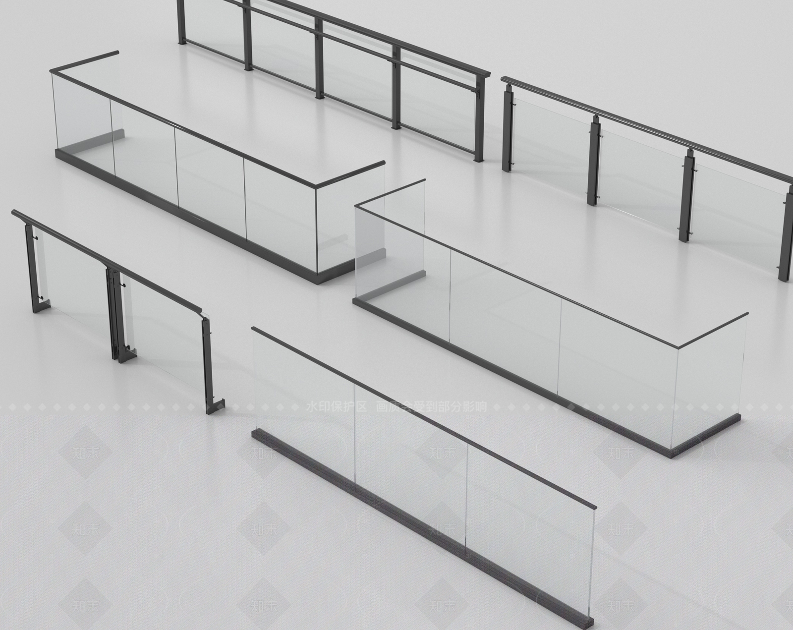 现代栏杆3D模型下载【ID:1205619233】