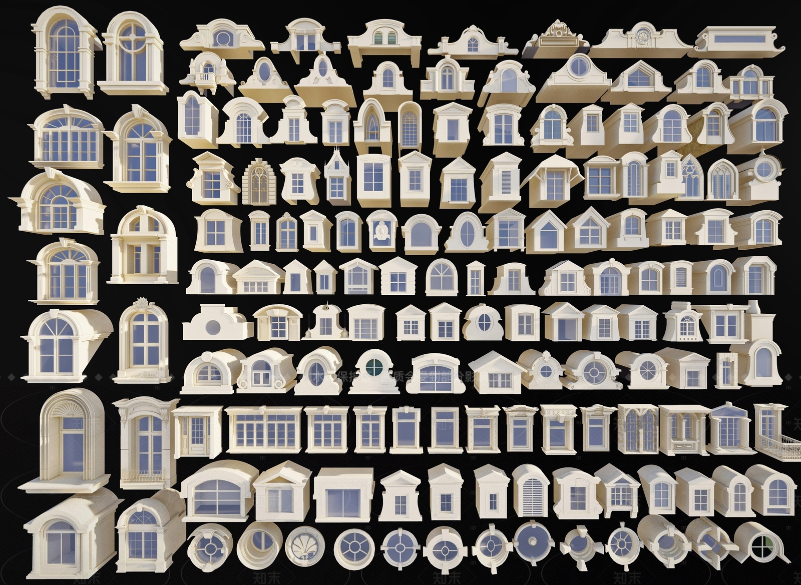 欧式窗户组合SU模型下载【ID:1205669607】