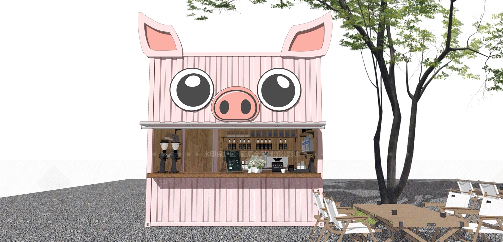 现代工业奶茶店SU模型下载【ID:1205630766】