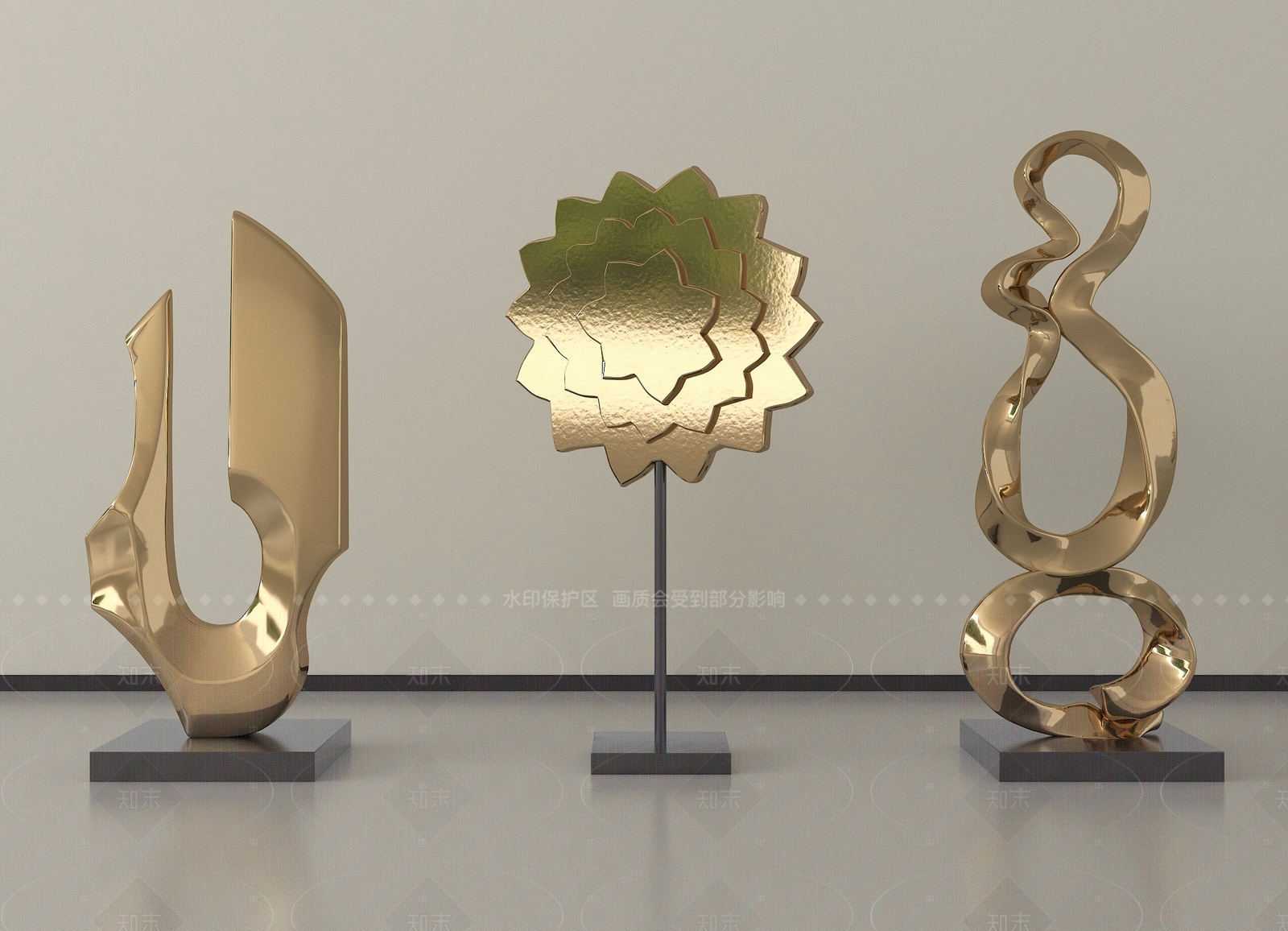 现代雕塑摆件SU模型下载【ID:1205630504】