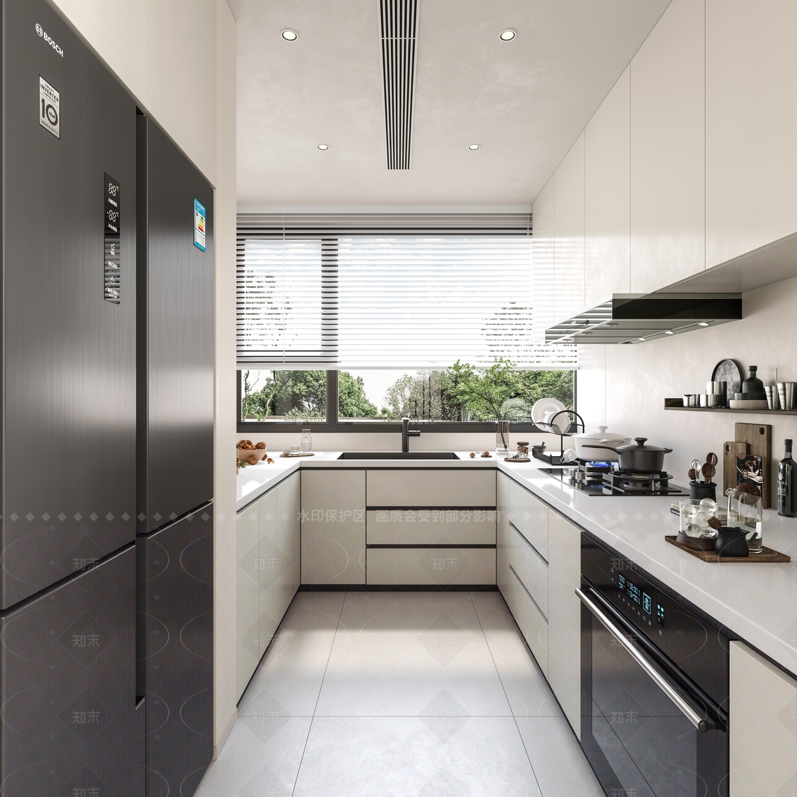 现代简约封闭式厨房3D模型下载【ID:1205632789】