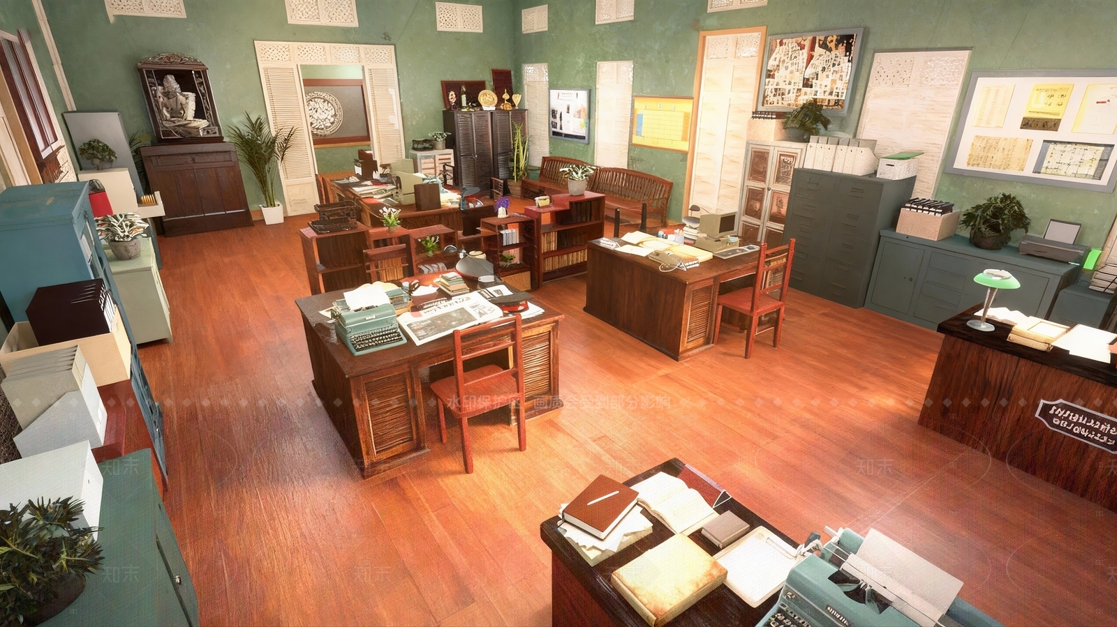 新中式复古其他办公区域SU模型下载【ID:1205662462】