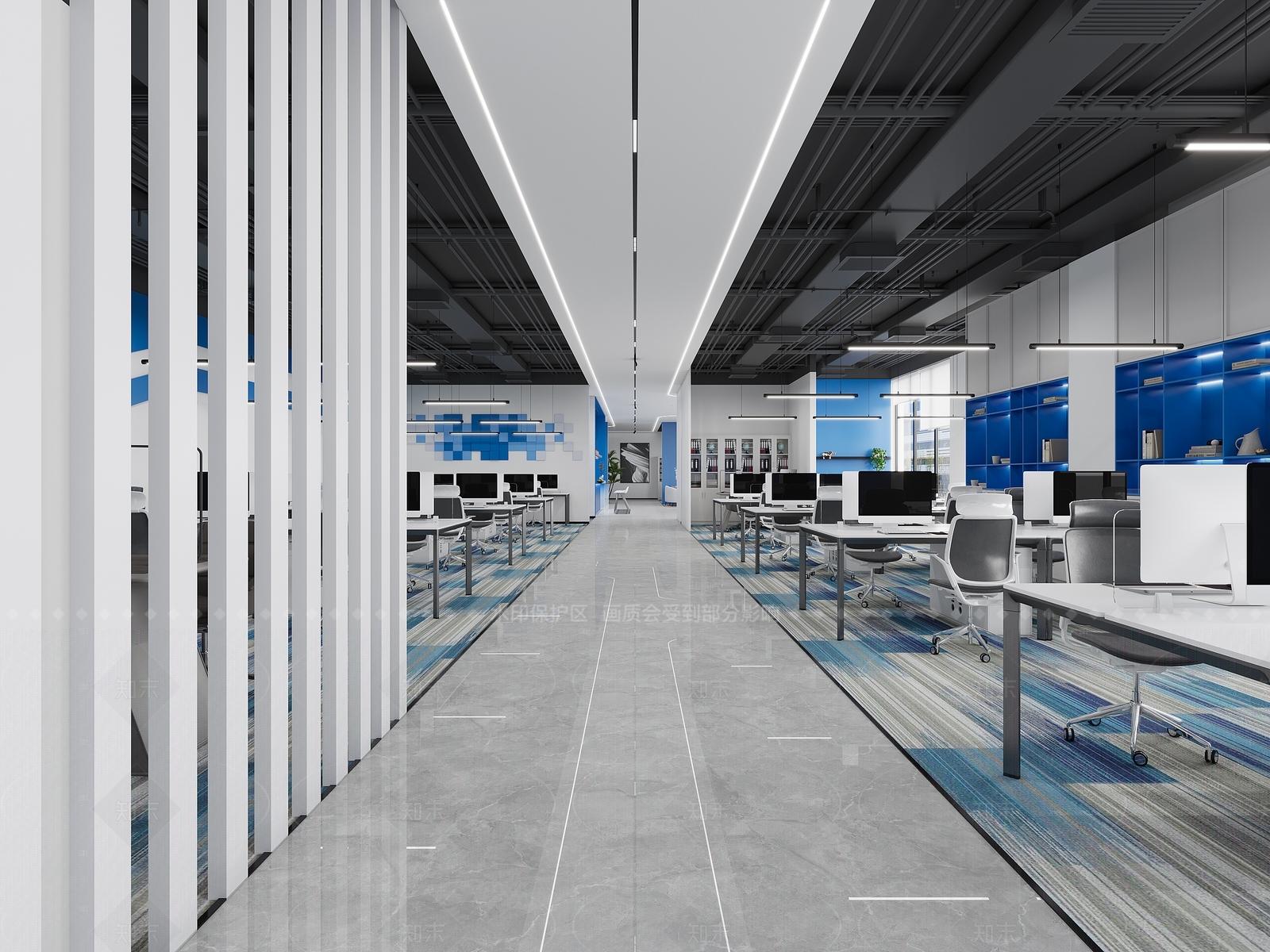 现代轻奢办公大厅3D模型下载【ID:1205652418】