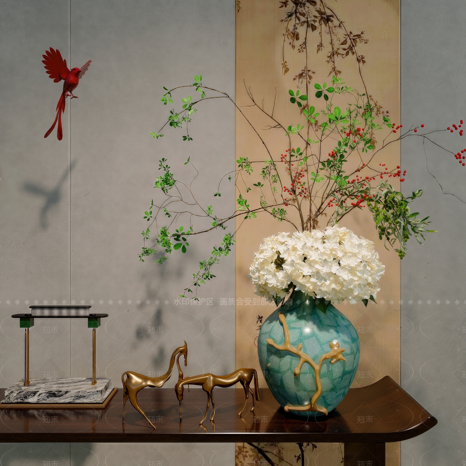 新中式中式条案3D模型下载【ID:1205634873】