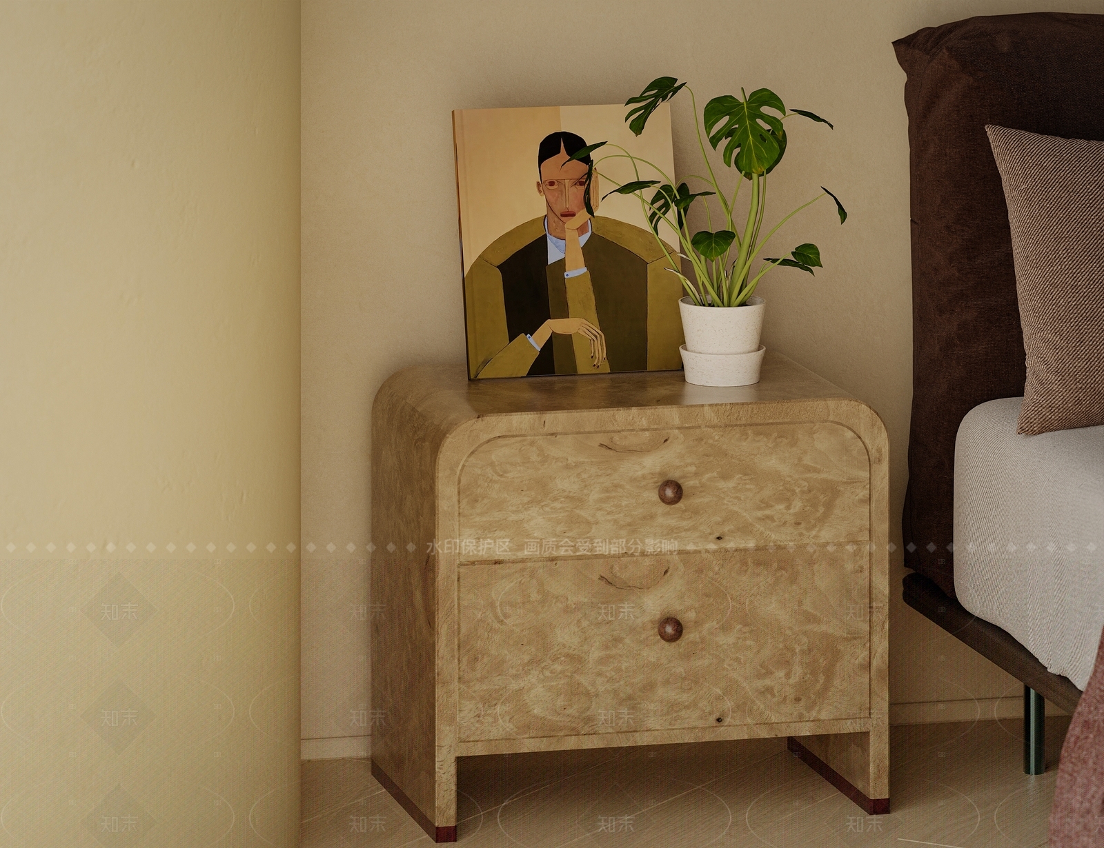 新中式中古床头柜3D模型下载【ID:1205635174】