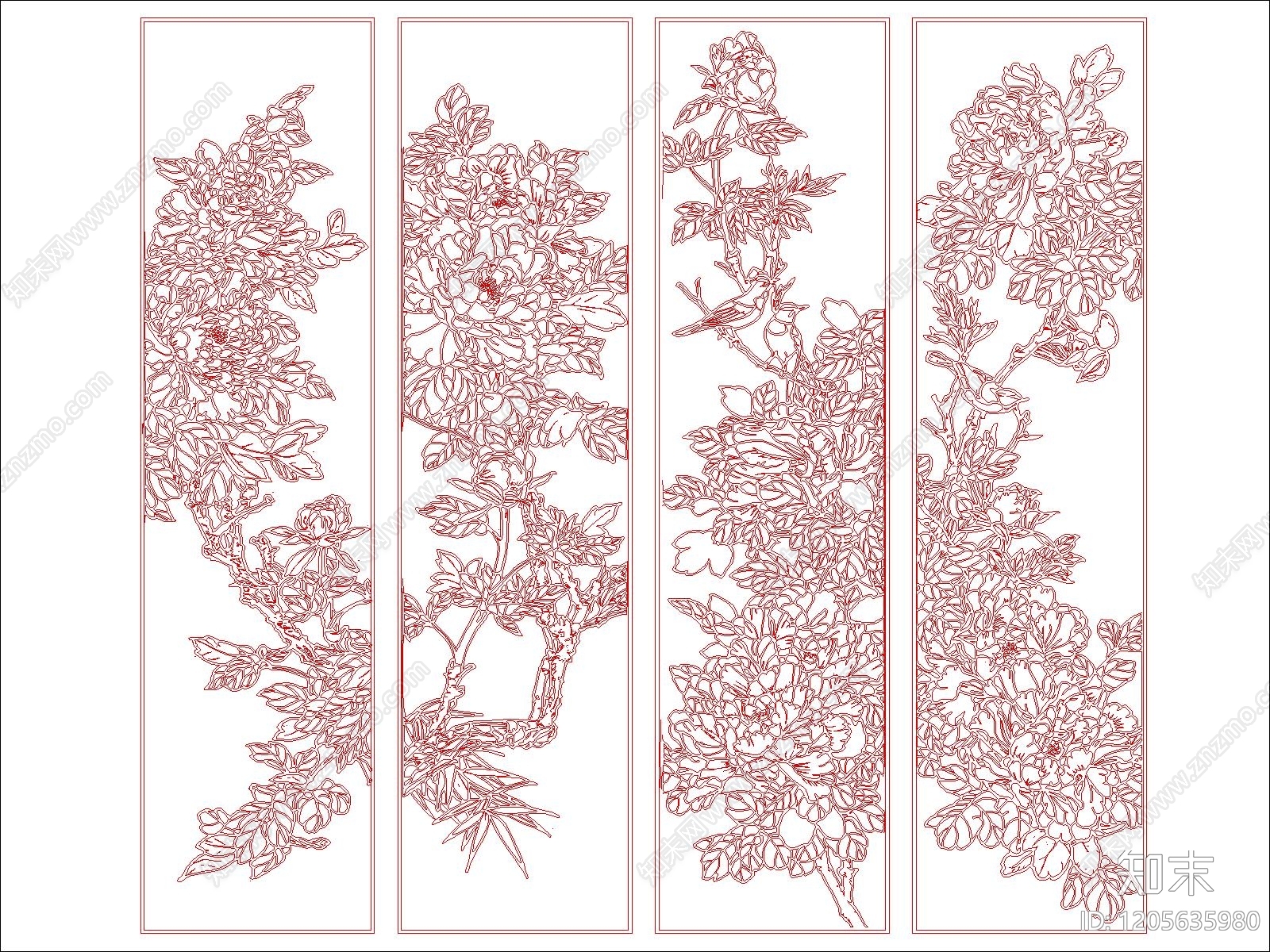 中式挂画施工图下载【ID:1205635980】