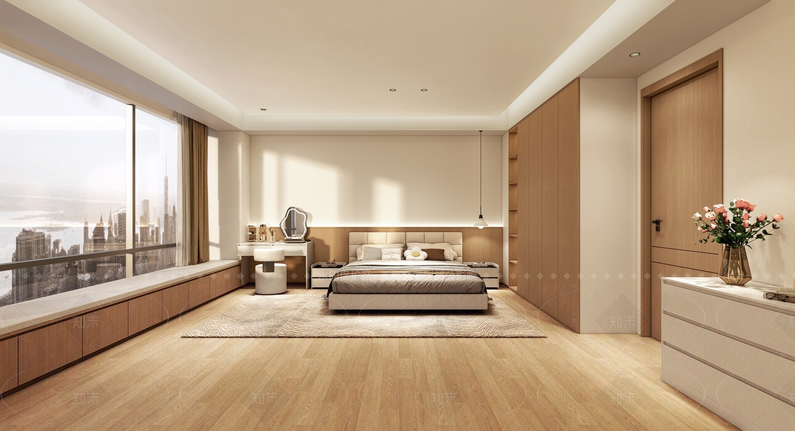 现代原木家居卧室SU模型下载【ID:1205636593】