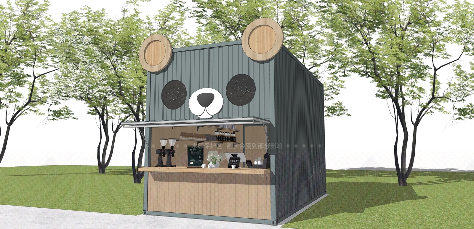 现代工业奶茶店SU模型下载【ID:1205636988】