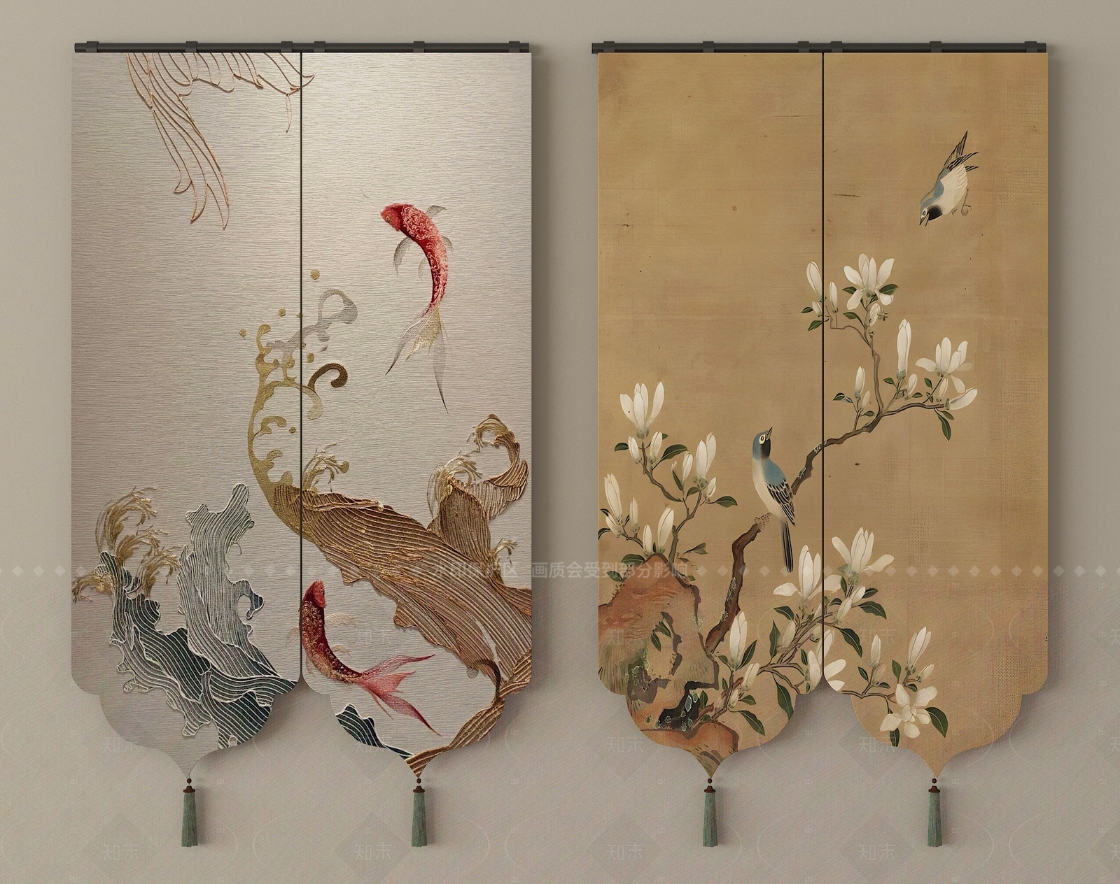 新中式窗帘SU模型下载【ID:1205638611】