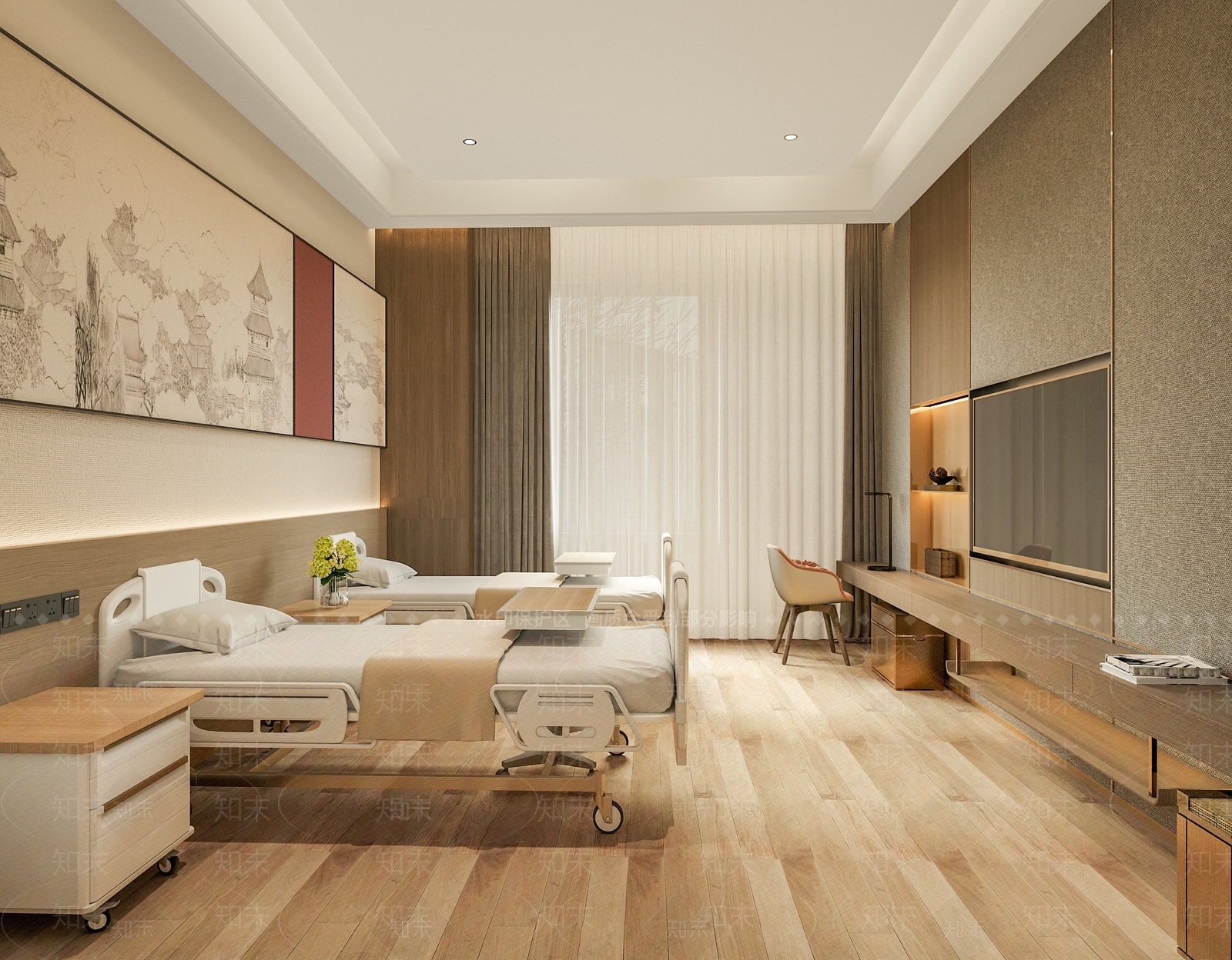 新中式医院病房SU模型下载【ID:1205639304】