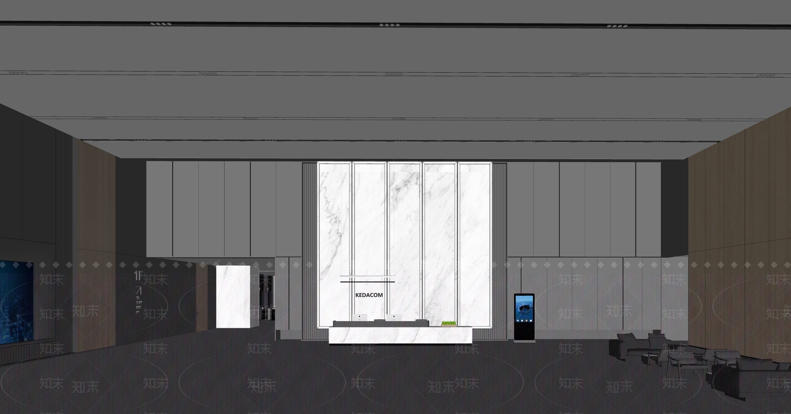 现代公司大堂SU模型下载【ID:1205639483】