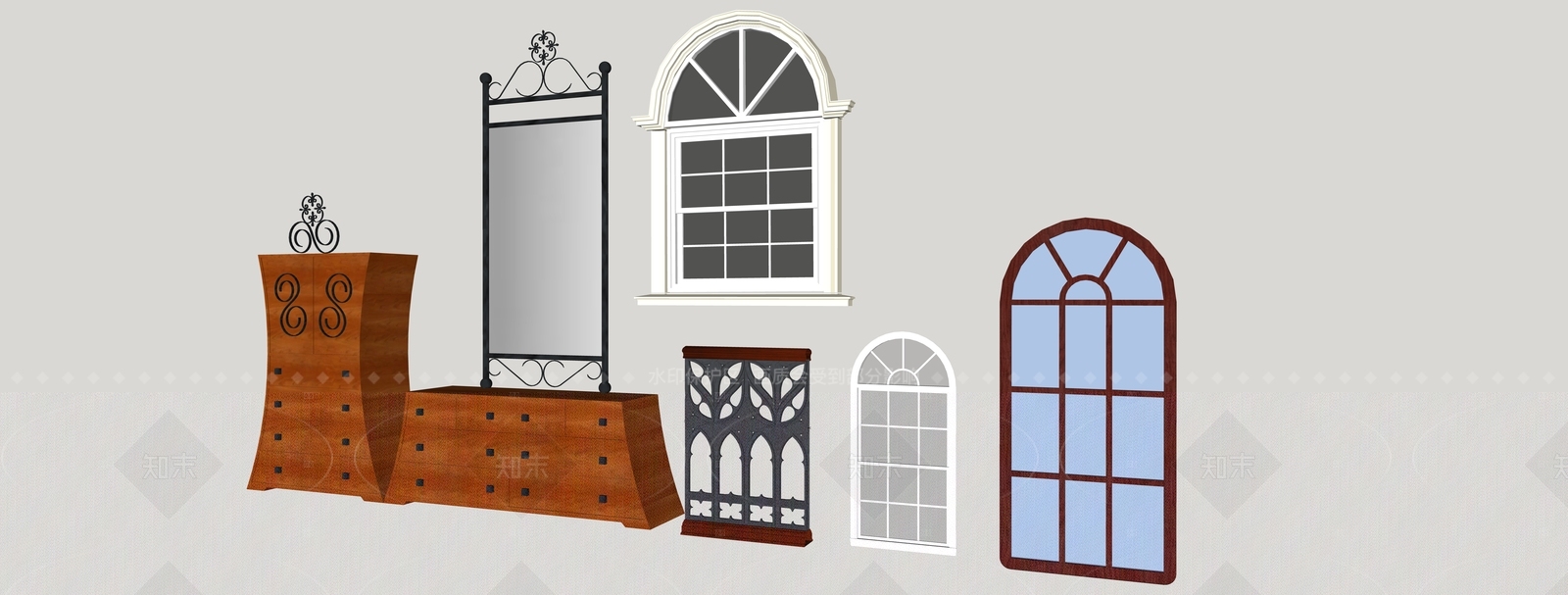 轻奢欧式镂花窗SU模型下载【ID:1205639649】