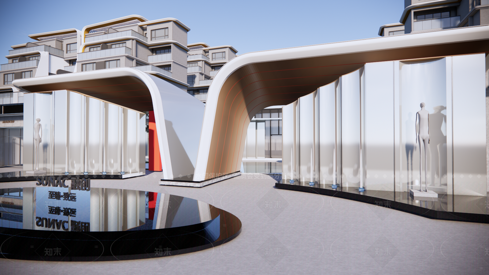 现代小区景观SU模型下载【ID:1205639815】