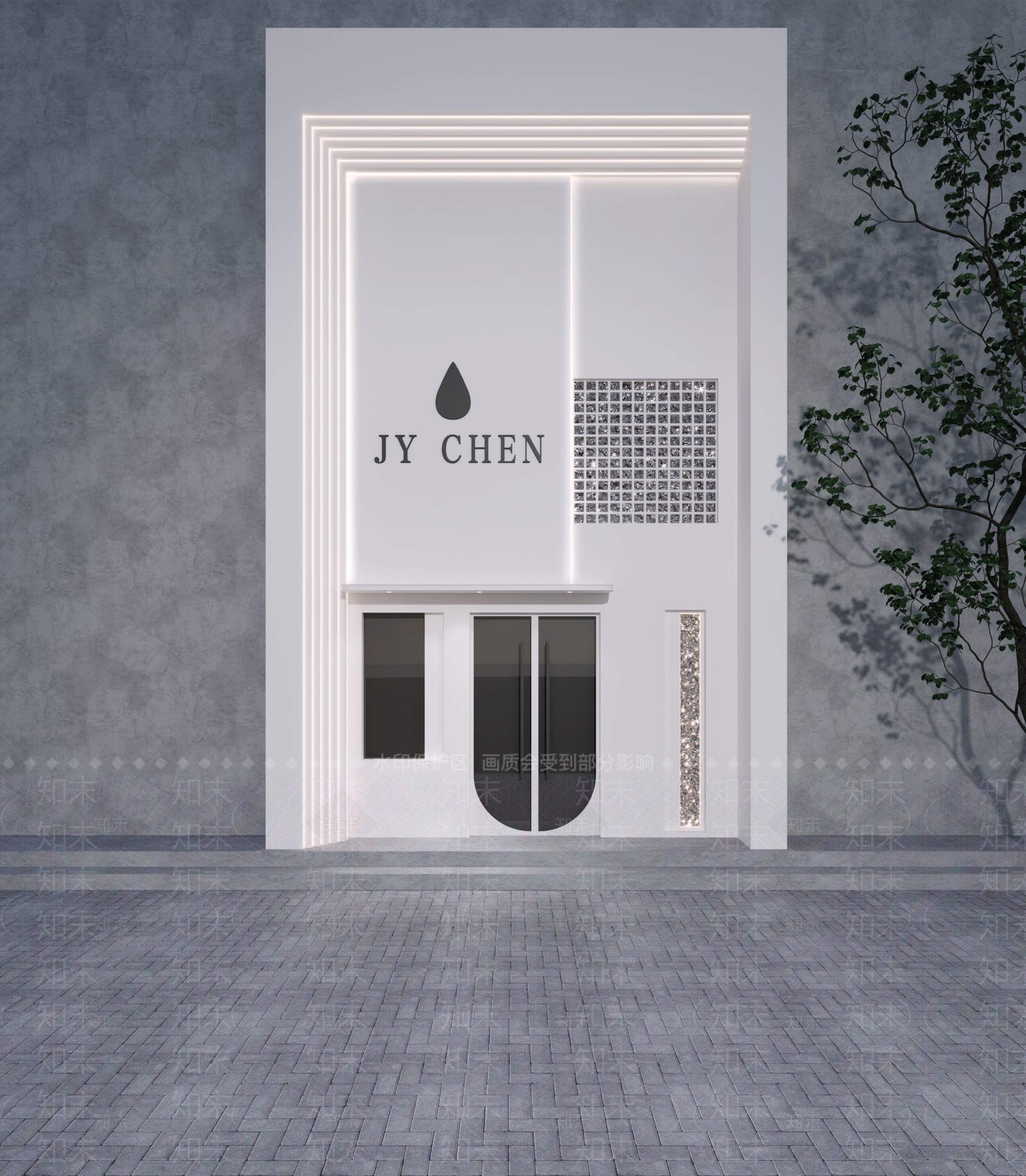 现代门头门面SU模型下载【ID:1205639970】