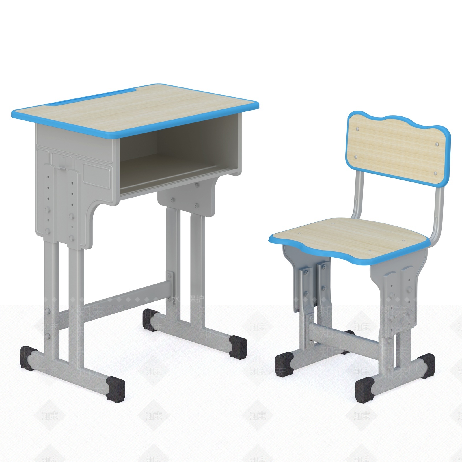 现代学生课桌椅组合3D模型下载【ID:1205640269】