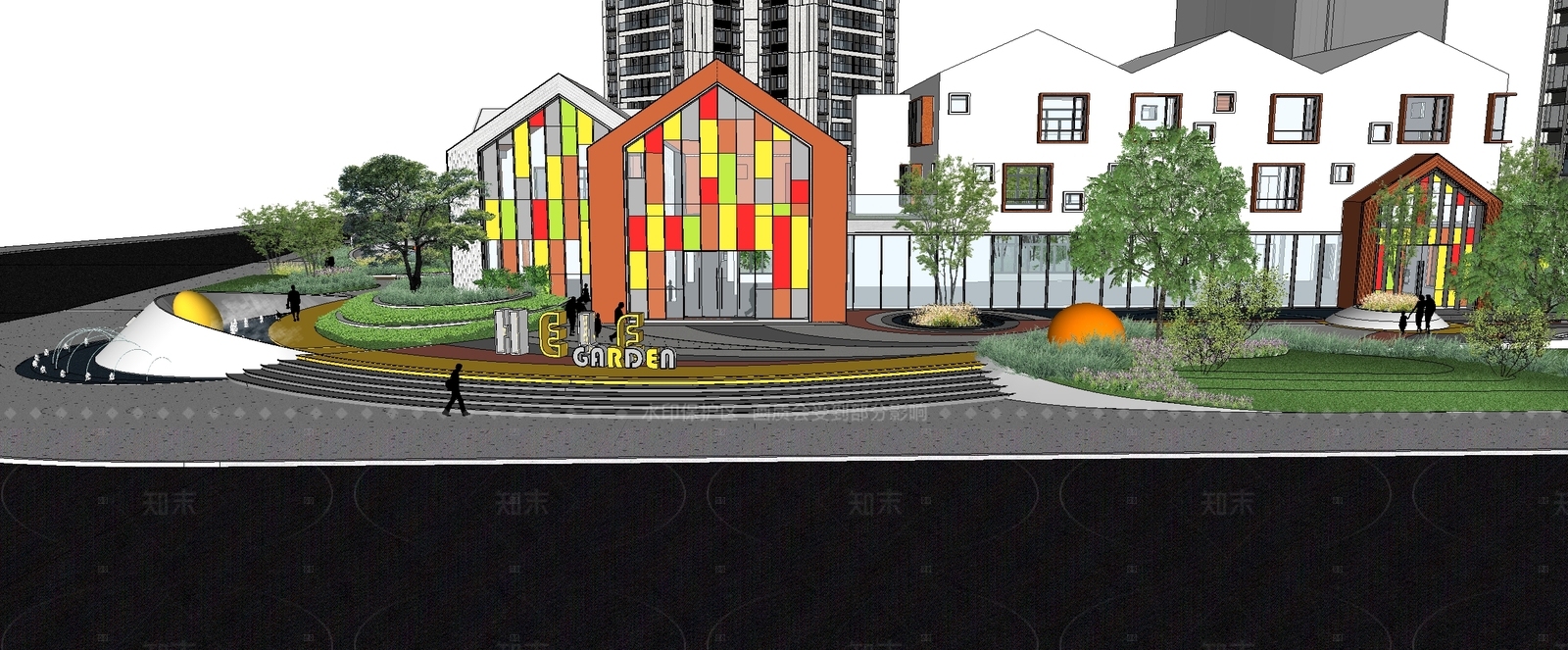 现代商业综合体景观SU模型下载【ID:1205640393】