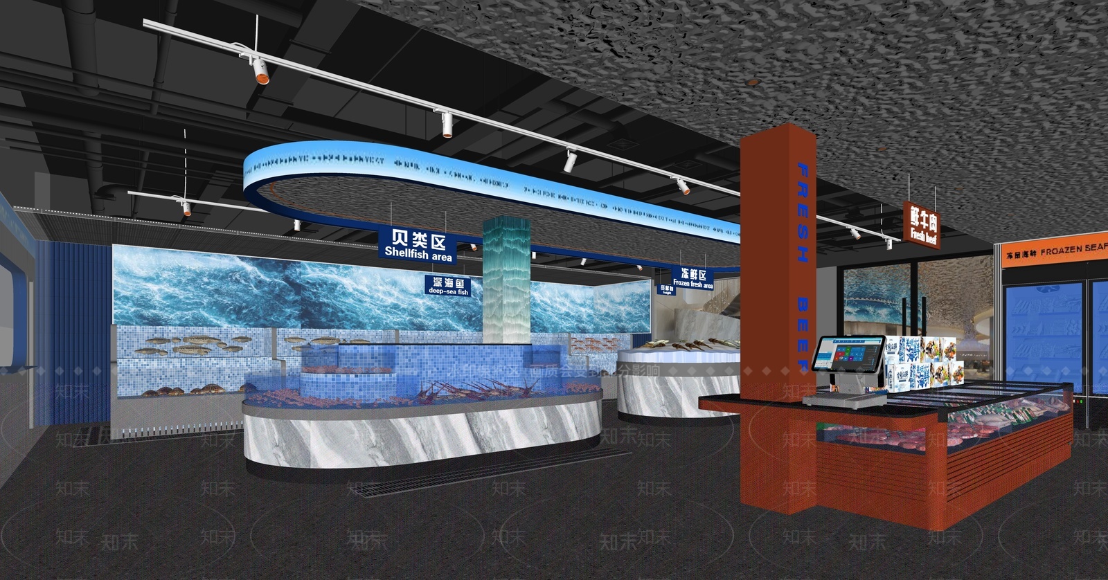 现代海鲜超市SU模型下载【ID:1205640891】