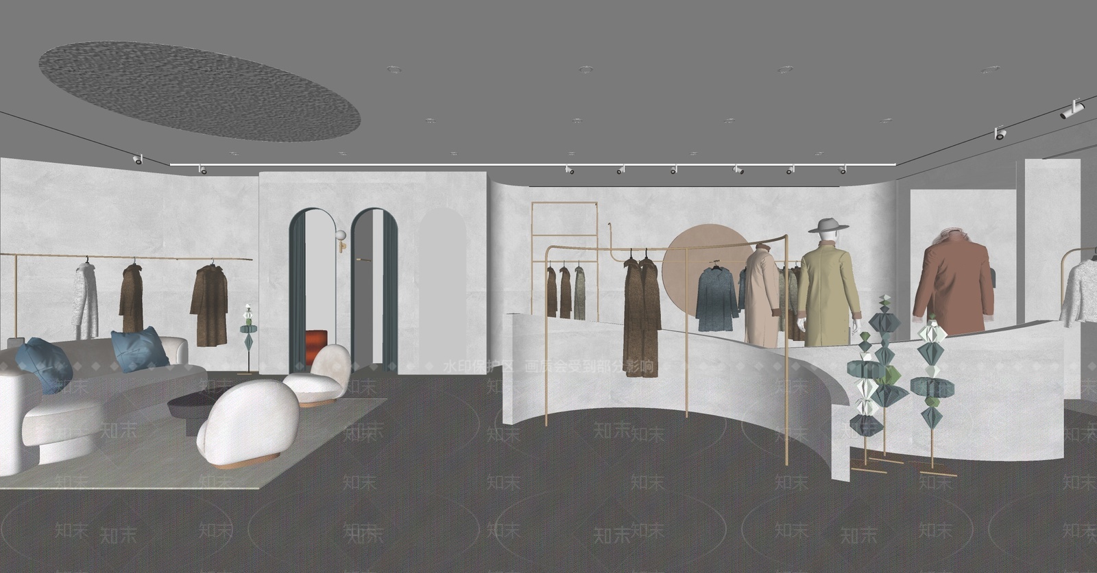 侘寂服装店SU模型下载【ID:1205640956】