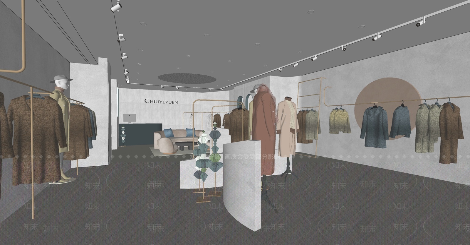 侘寂服装店SU模型下载【ID:1205640956】
