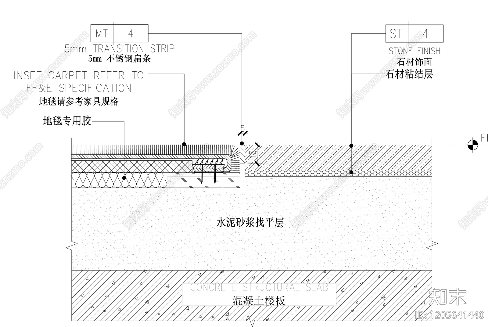 地毯节点cad施工图下载【ID:1205641440】