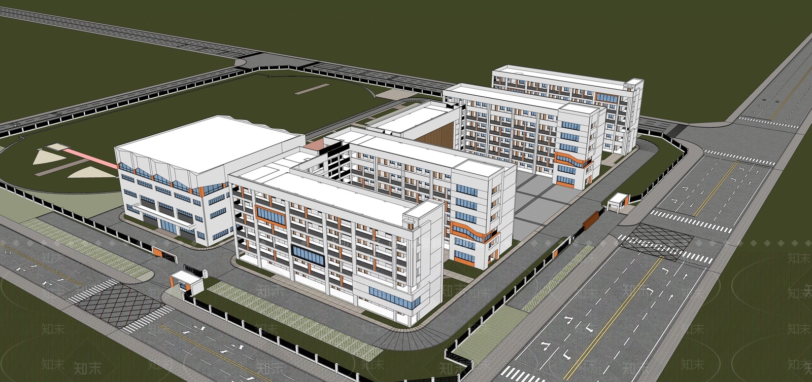 现代学校建筑SU模型下载【ID:1205641958】