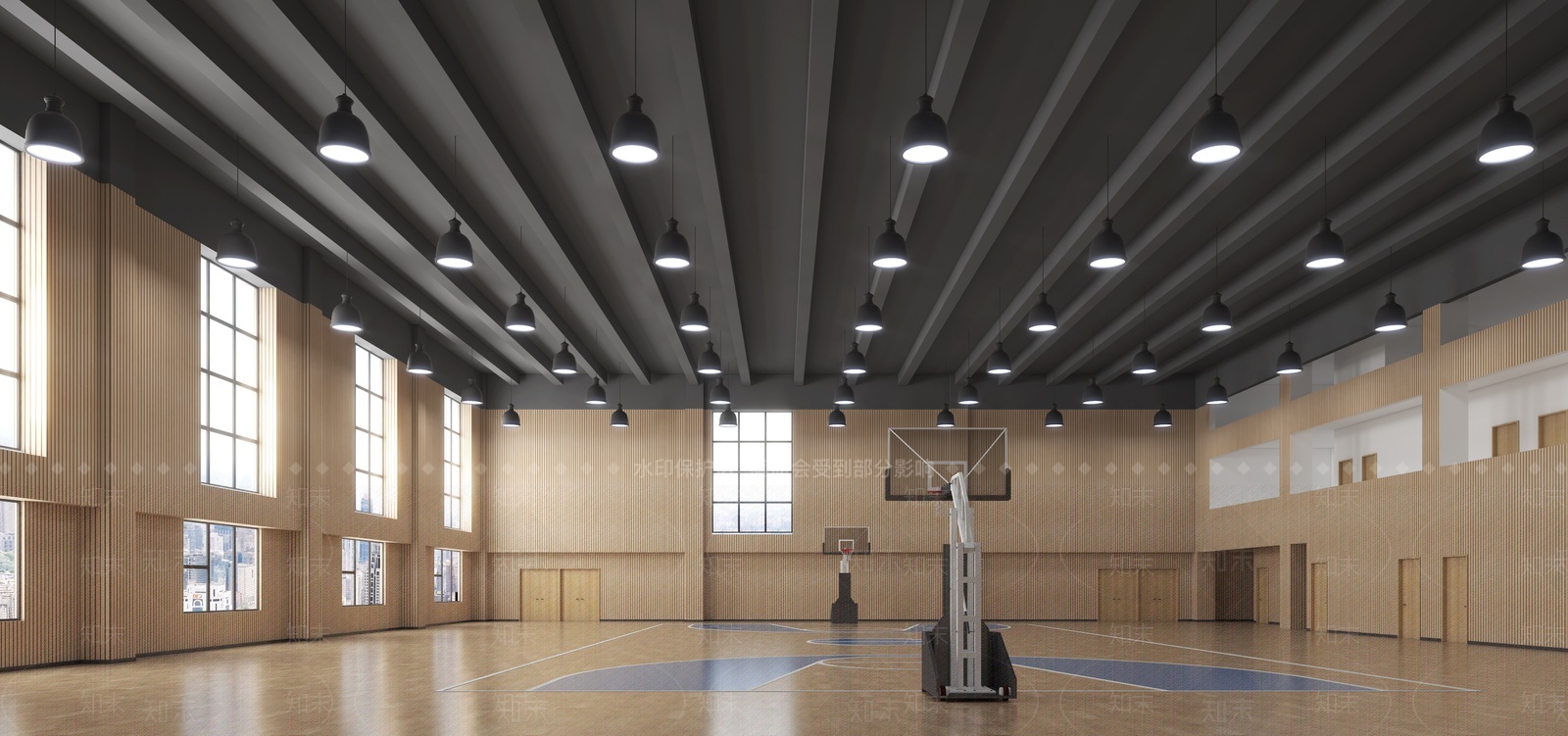 现代室内篮球场3D模型下载【ID:1205642803】