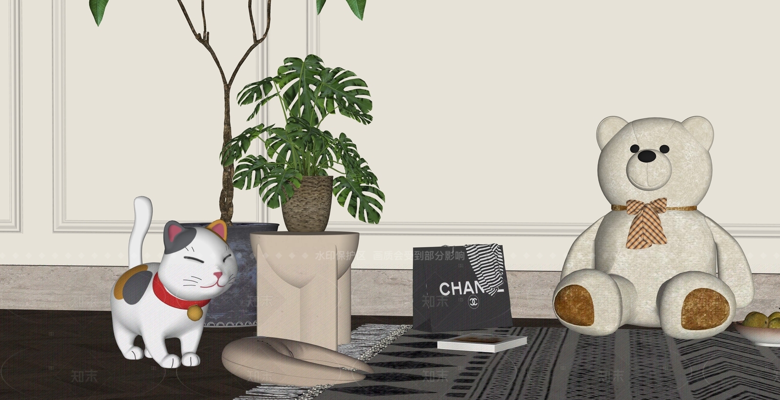 现代摆件组合SU模型下载【ID:1205642992】