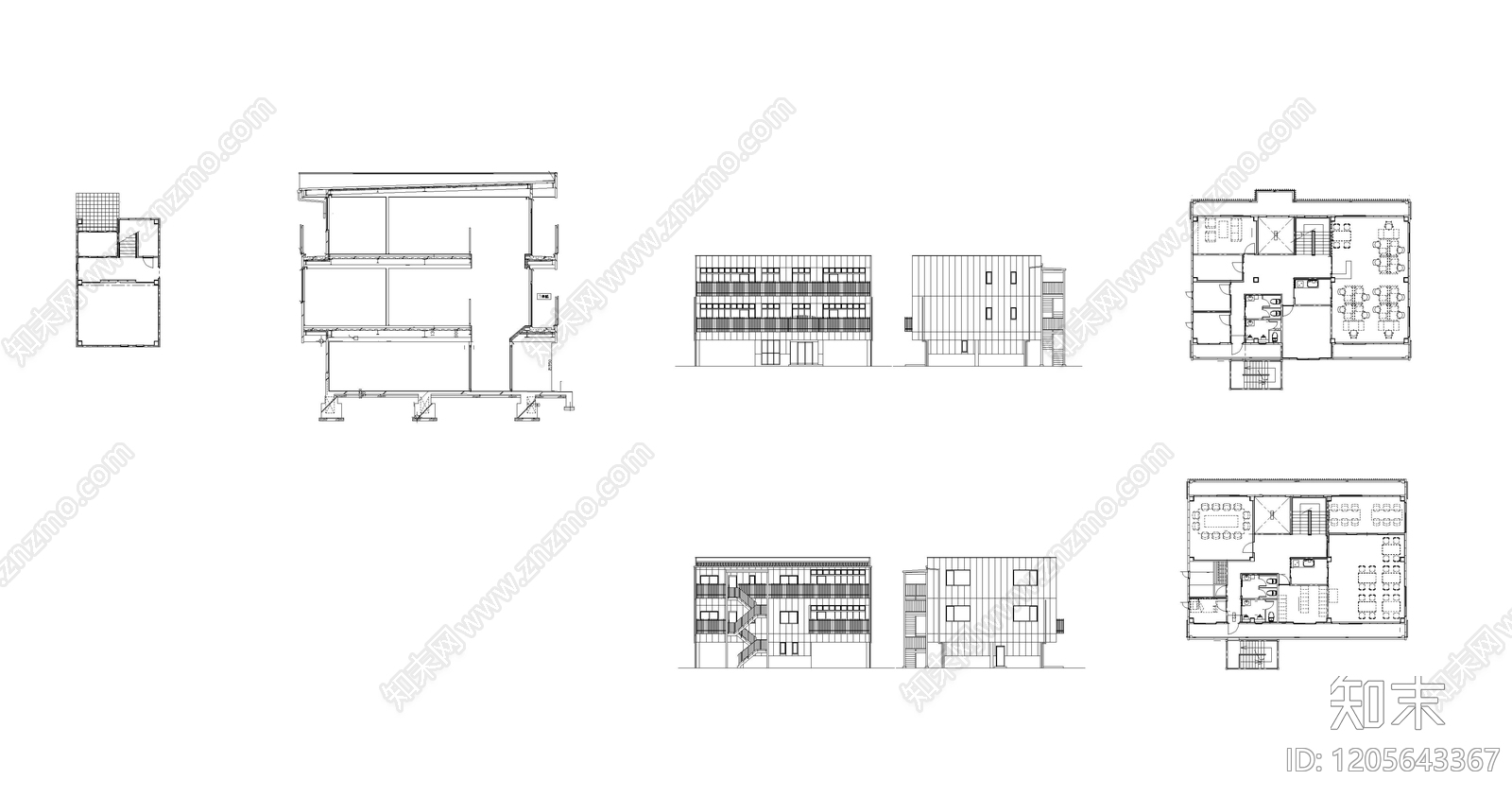 现代产业园建筑cad施工图下载【ID:1205643367】