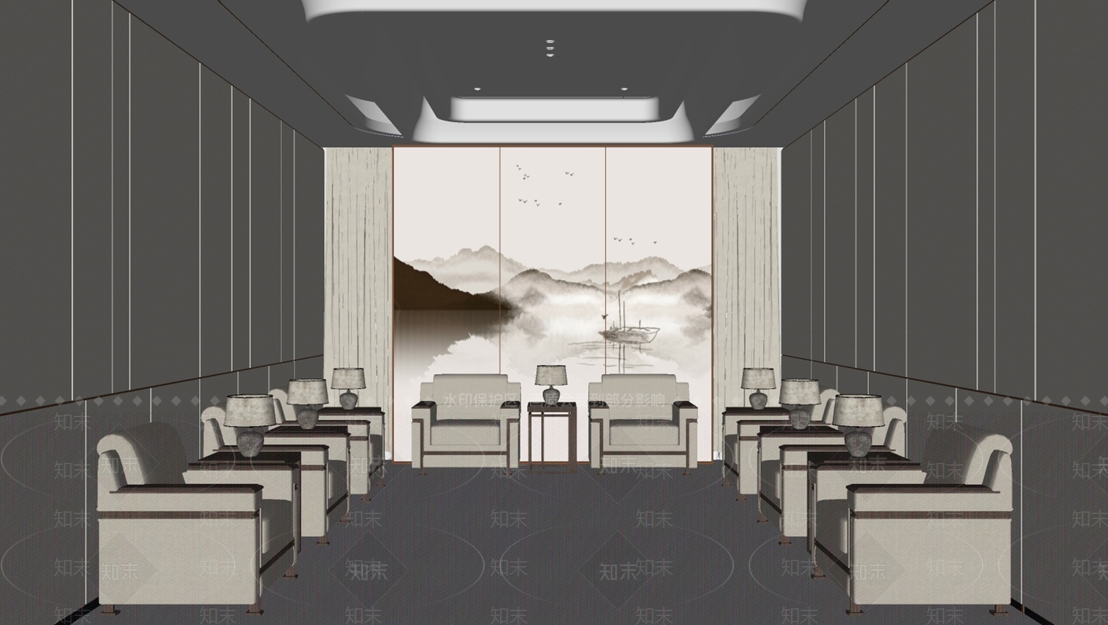 现代其他酒店空间SU模型下载【ID:1205643607】
