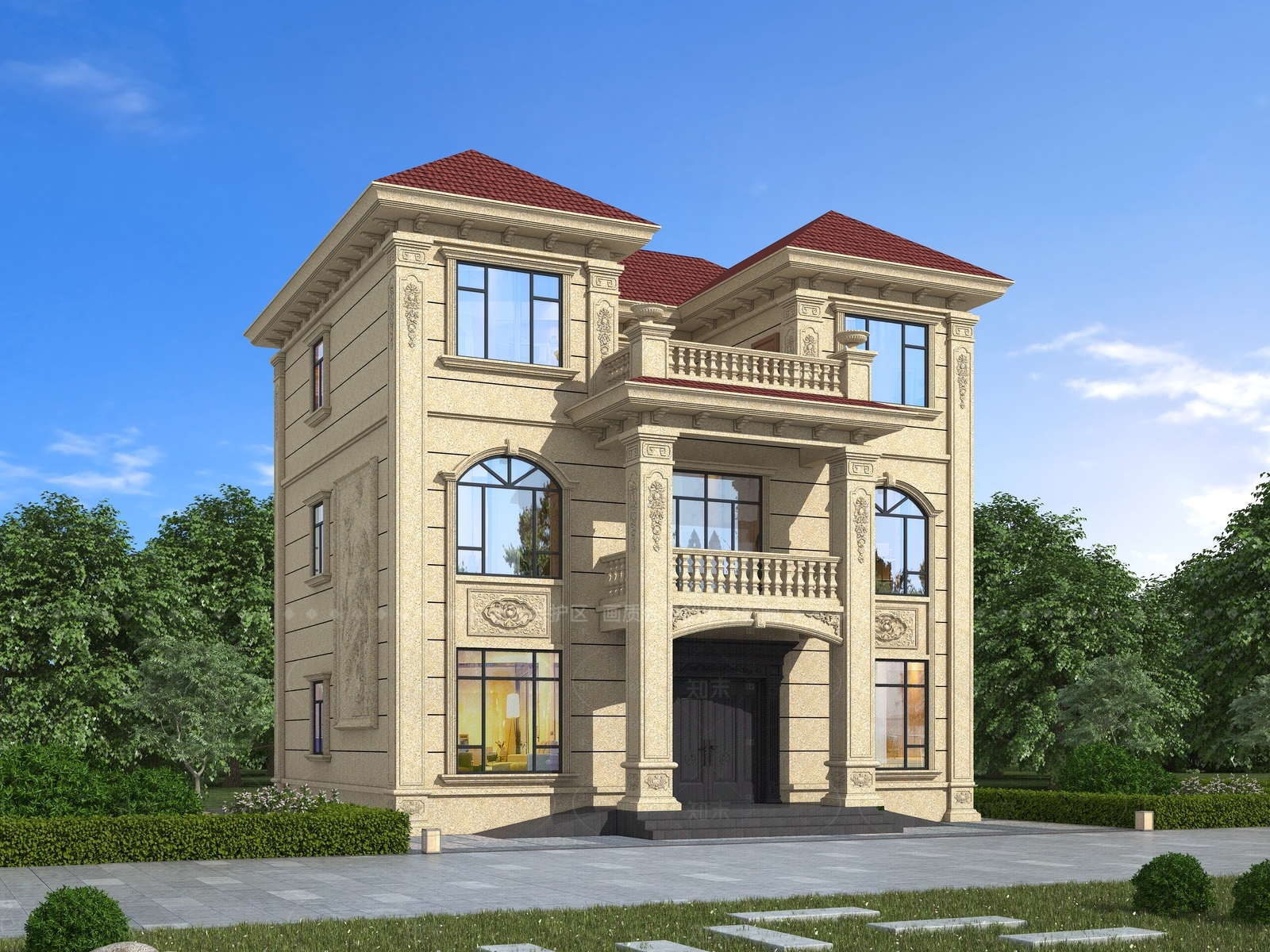 欧式独栋别墅3D模型下载【ID:1205643879】