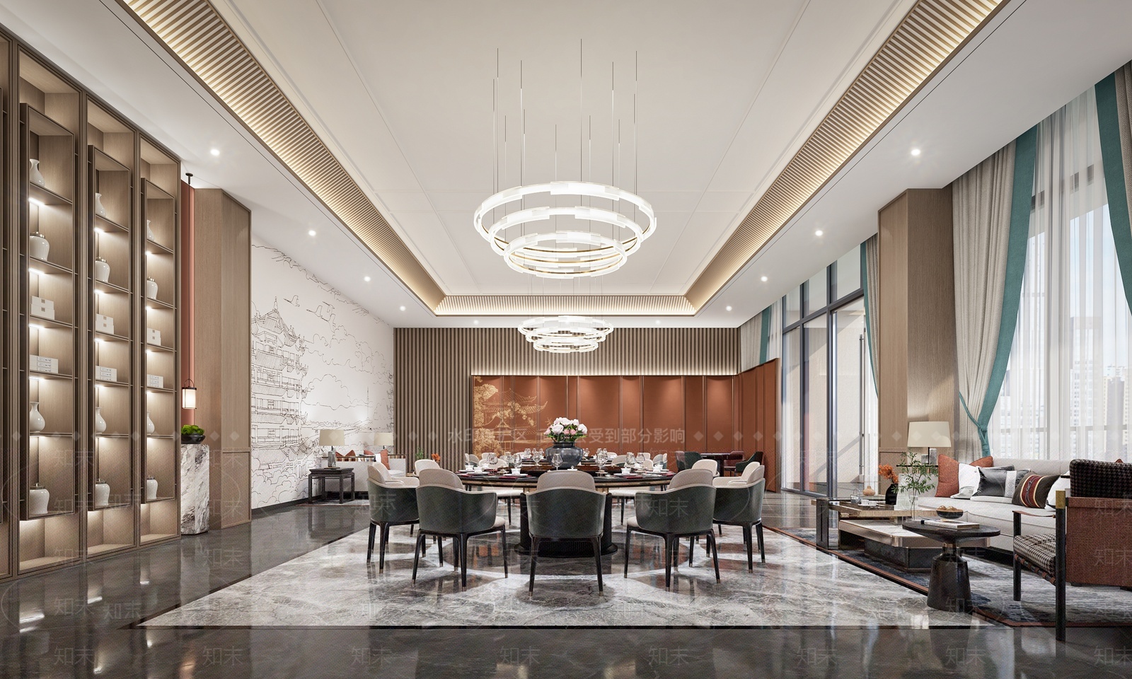 新中式餐厅包间3D模型下载【ID:1205644043】