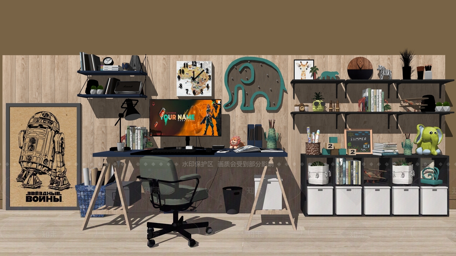 现代简约儿童桌椅SU模型下载【ID:1205645251】