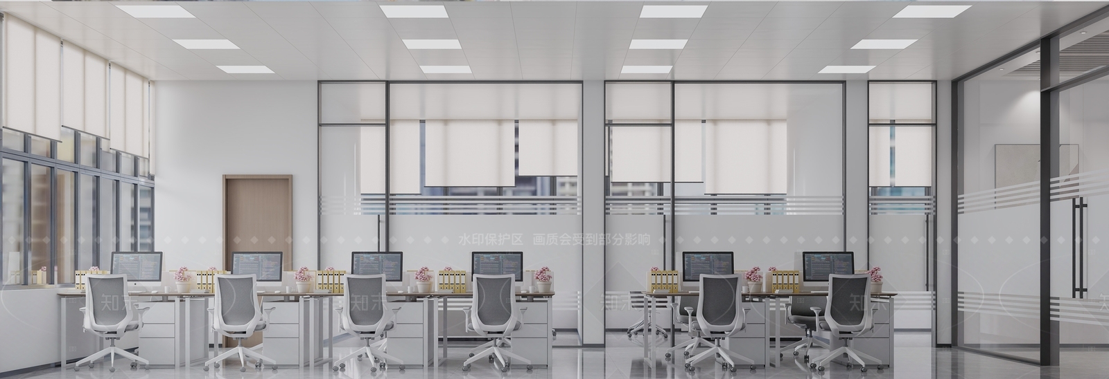 现代办公大厅3D模型下载【ID:1205645408】