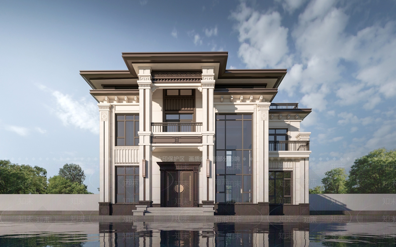 现代别墅外观3D模型下载【ID:1205645538】