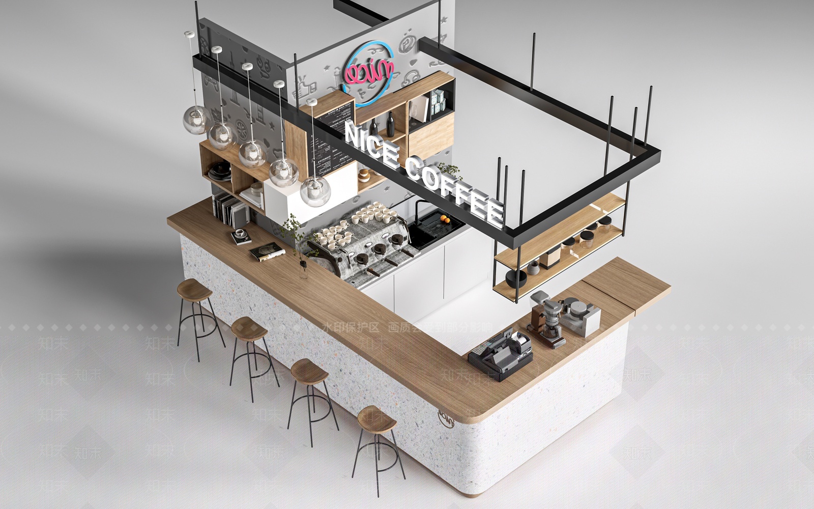 现代吧台3D模型下载【ID:1205646140】