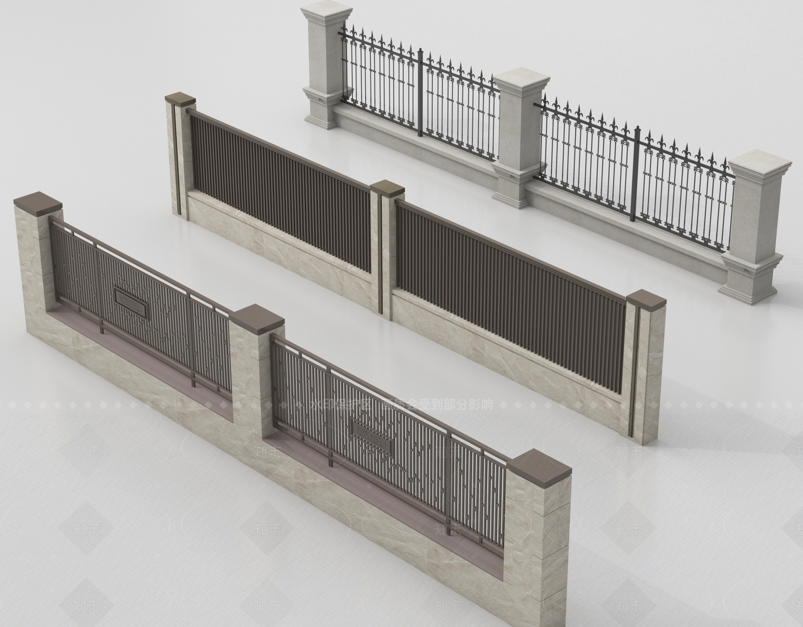 现代围墙3D模型下载【ID:1205647288】