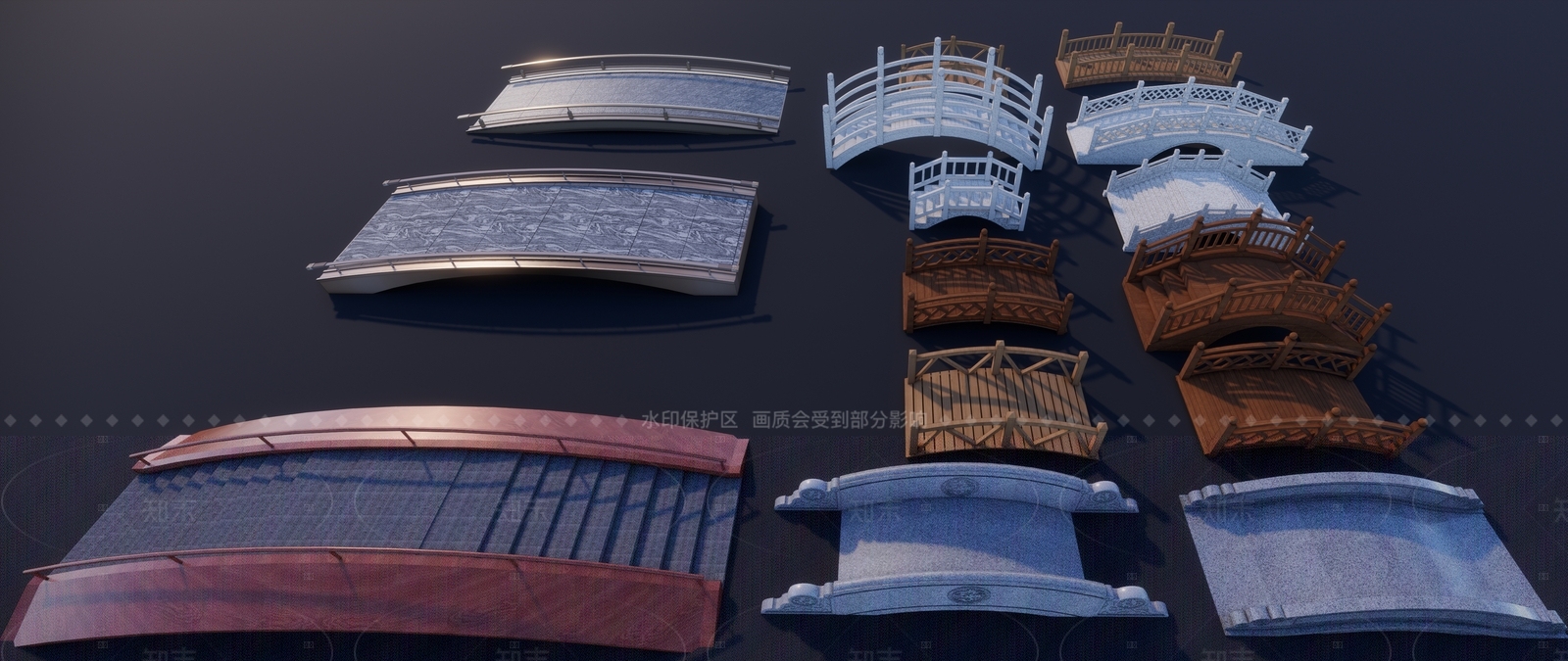 现代新中式景观桥SU模型下载【ID:1205647723】