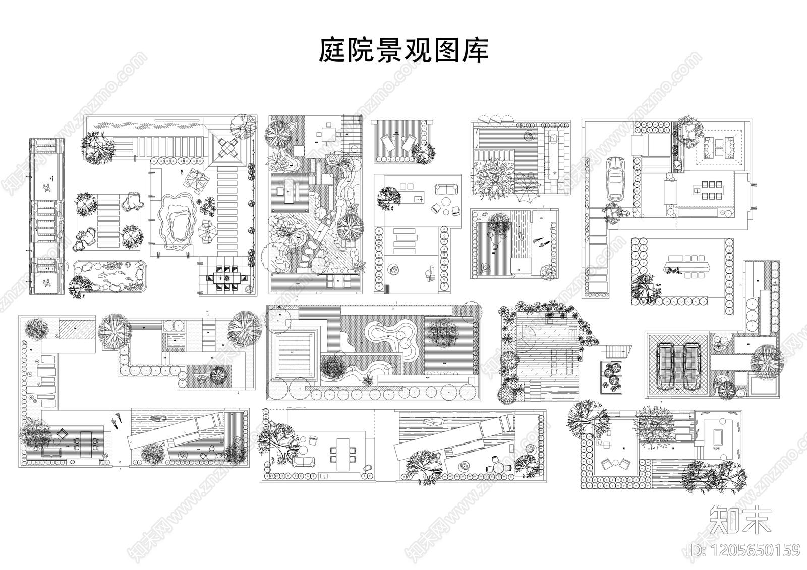 现代庭院cad施工图下载【ID:1205650159】