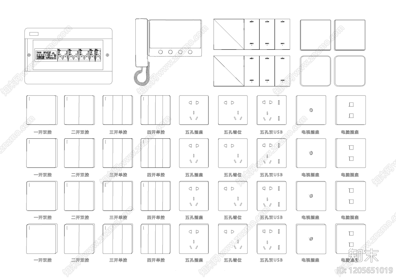 现代灯具图库cad施工图下载【ID:1205651019】