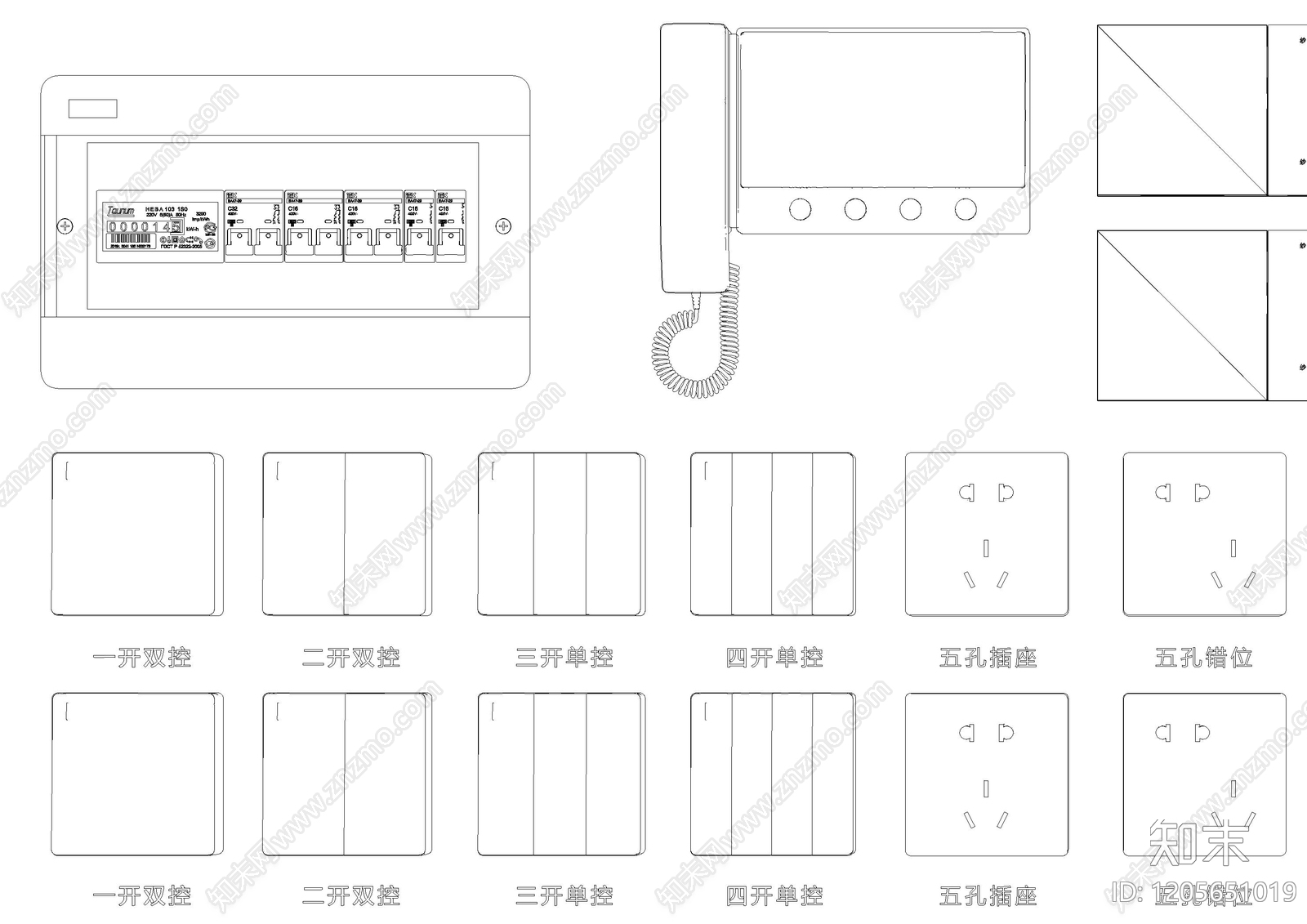 现代灯具图库cad施工图下载【ID:1205651019】