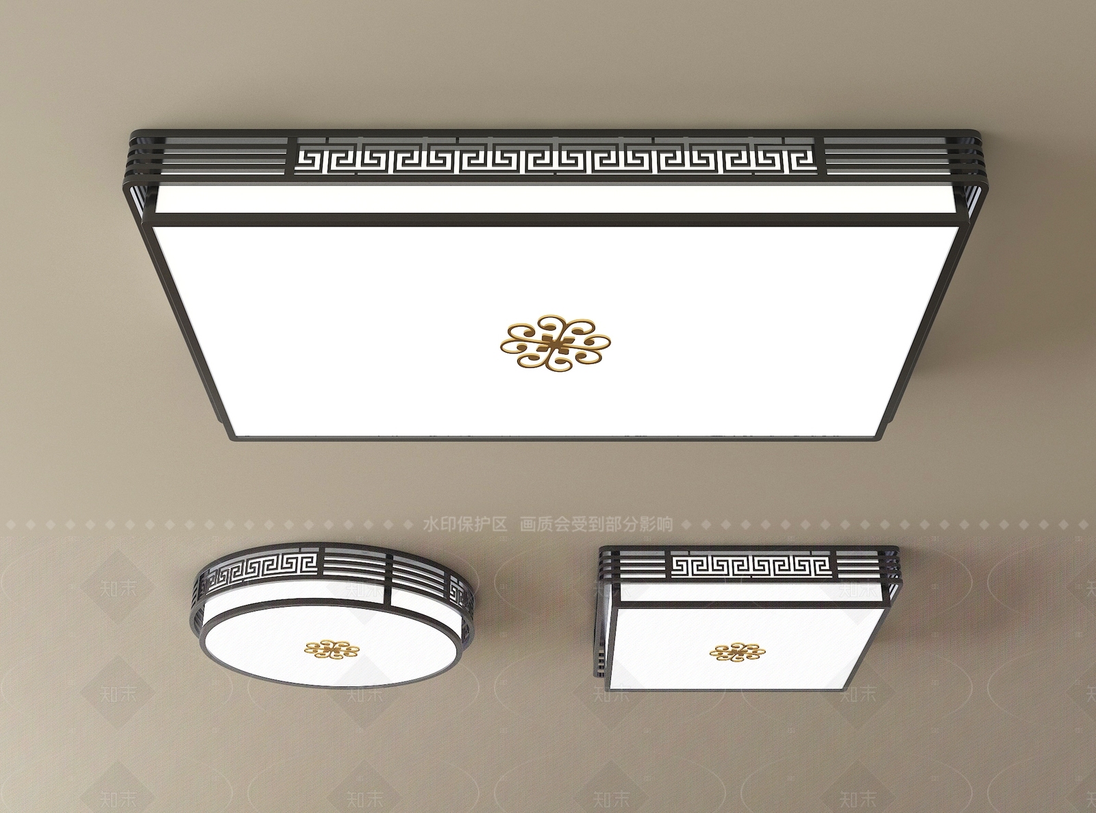 新中式吸顶灯SU模型下载【ID:1205651499】