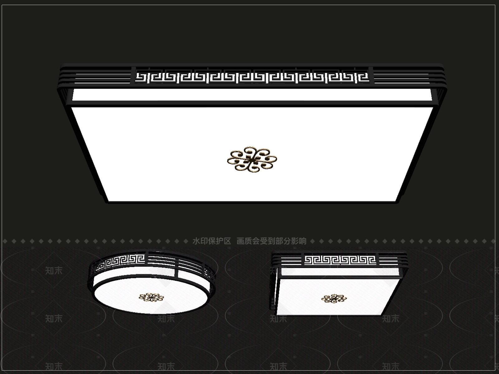 新中式吸顶灯SU模型下载【ID:1205651499】