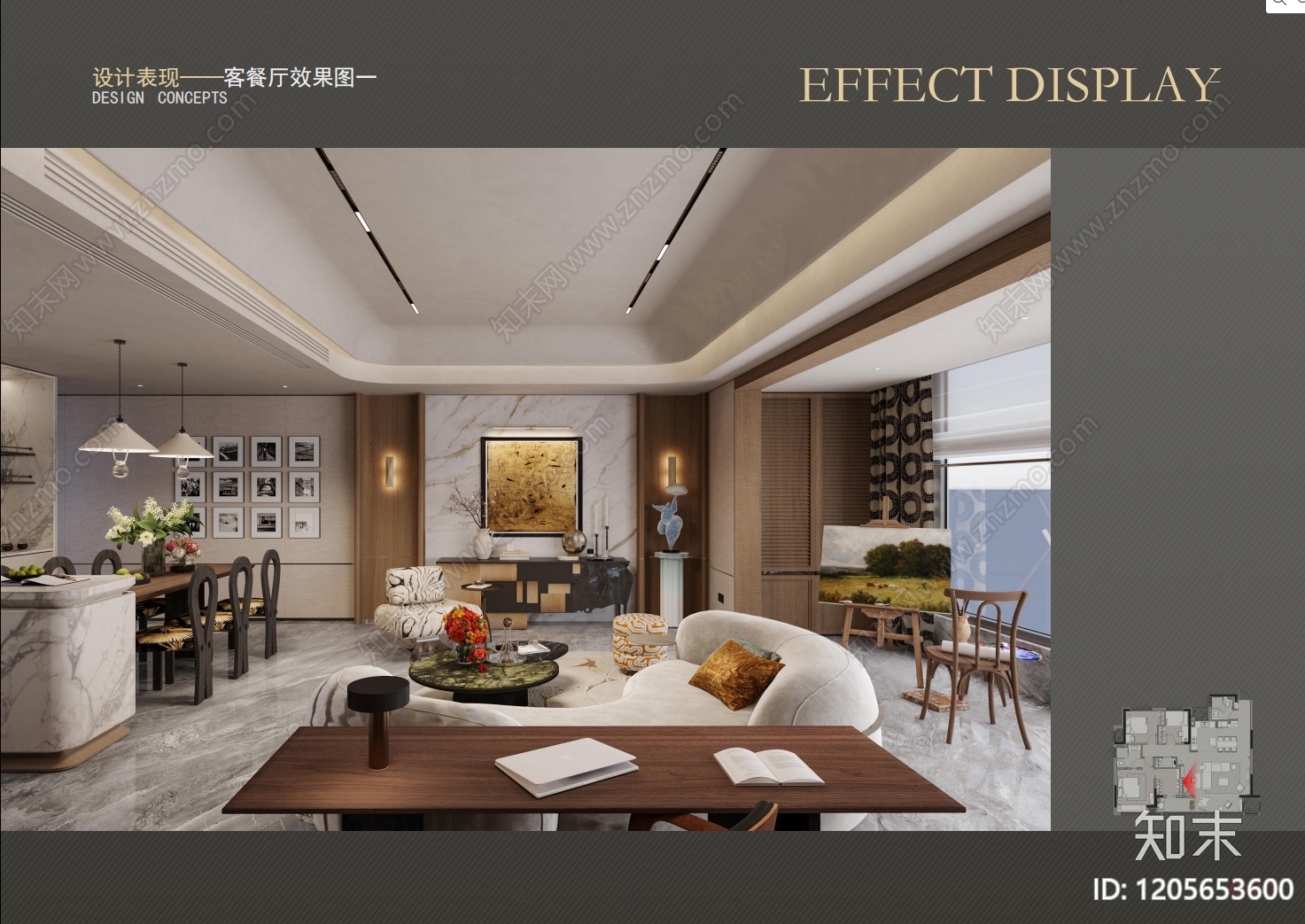 轻奢中古样板间下载【ID:1205653600】