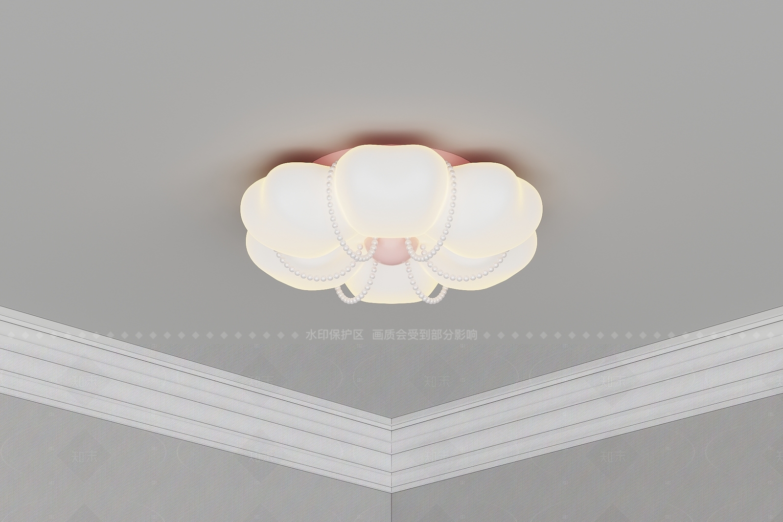 现代奶油吸顶灯3D模型下载【ID:1205653217】