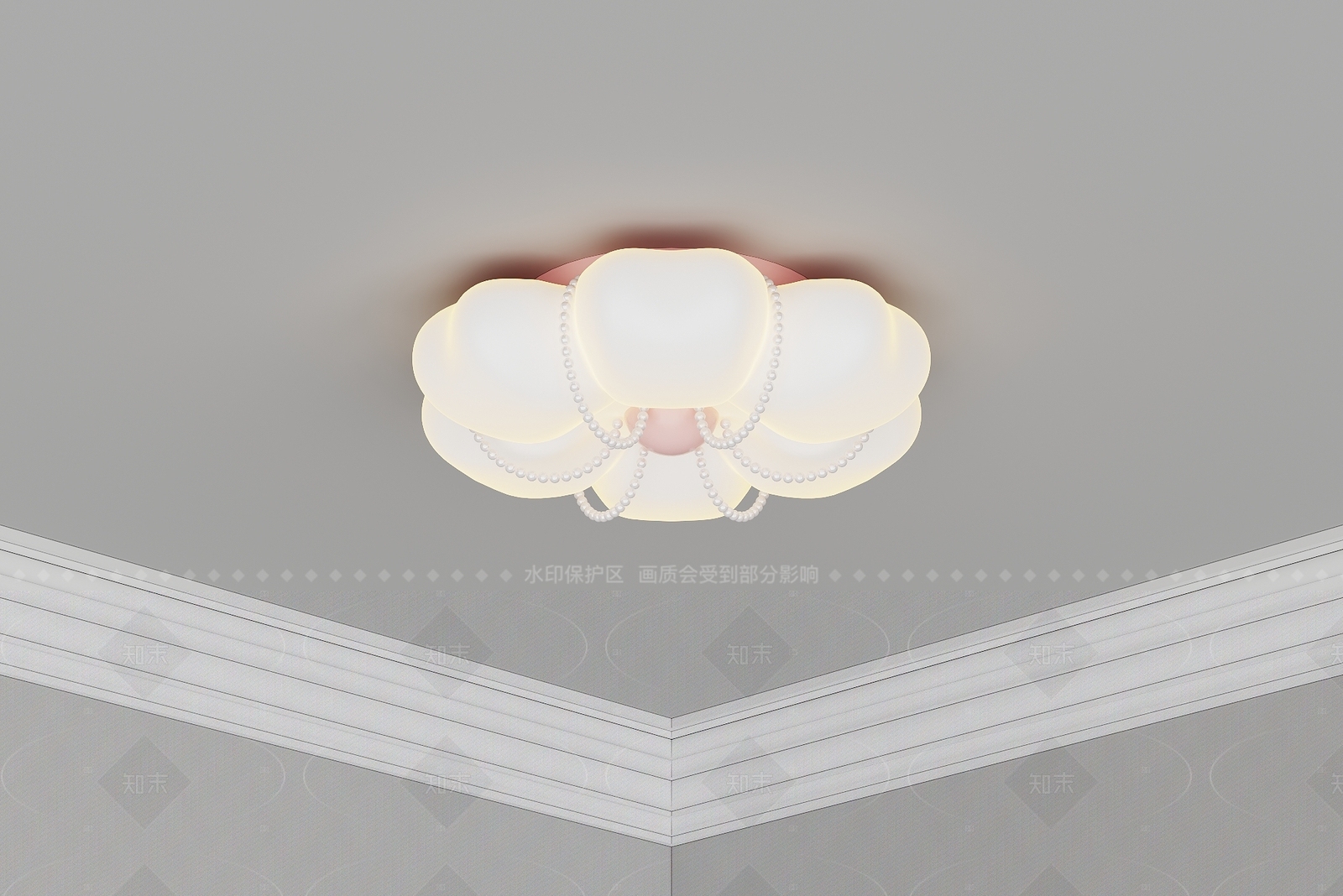 现代奶油吸顶灯SU模型下载【ID:1205653384】